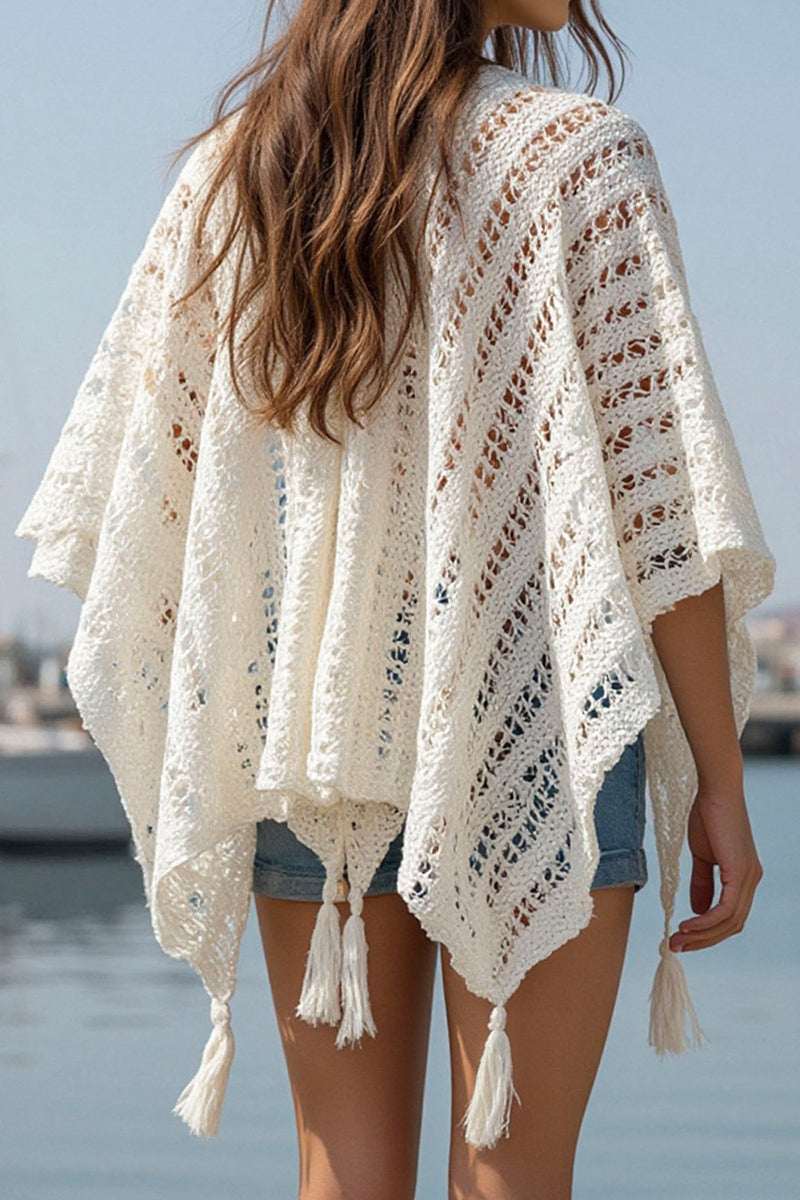 Textured Fringe Open-Front Shrug