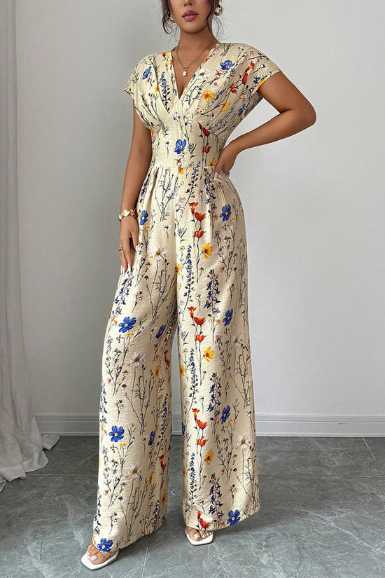 Floral V-Neck Sleeveless Jumpsuit