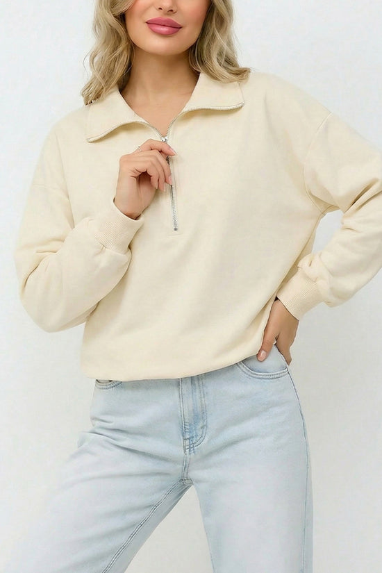 High Collar Zip-Up Sweatshirt