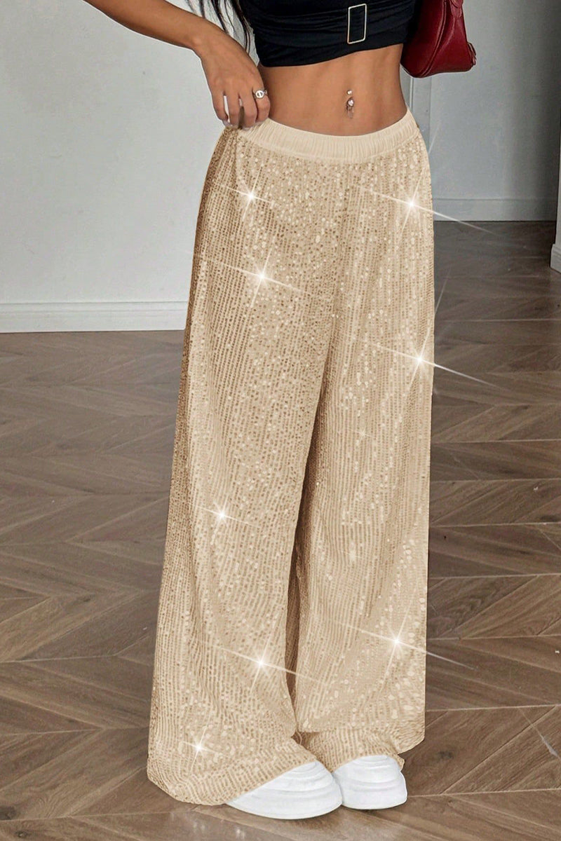 Sparkling Wide-Leg Casual Pants