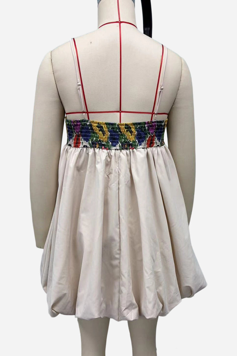 Print Strap Casual Bubble Dress
