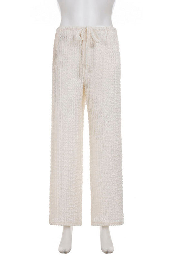 Textured Drawstring Casual Pants