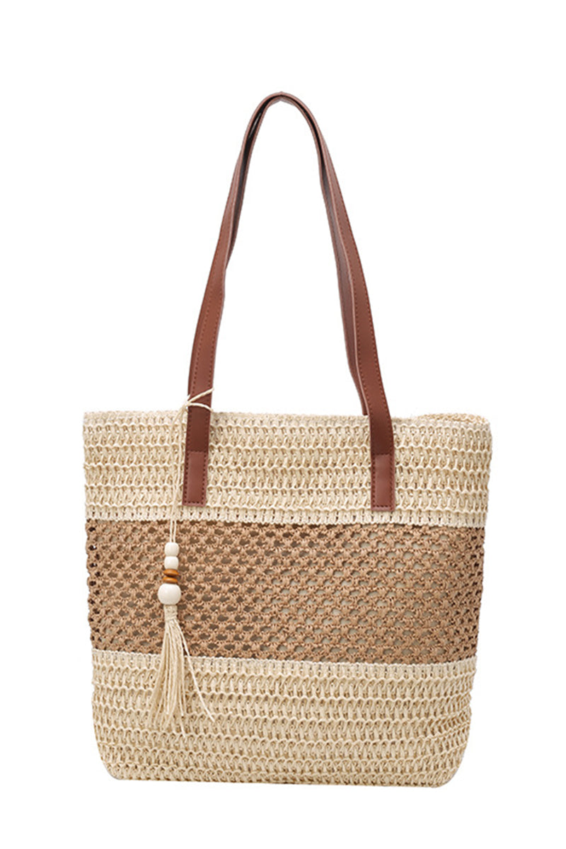 Woven Tote with Leather Straps
