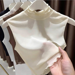 Sleeveless Ruffle Neck Tank Top