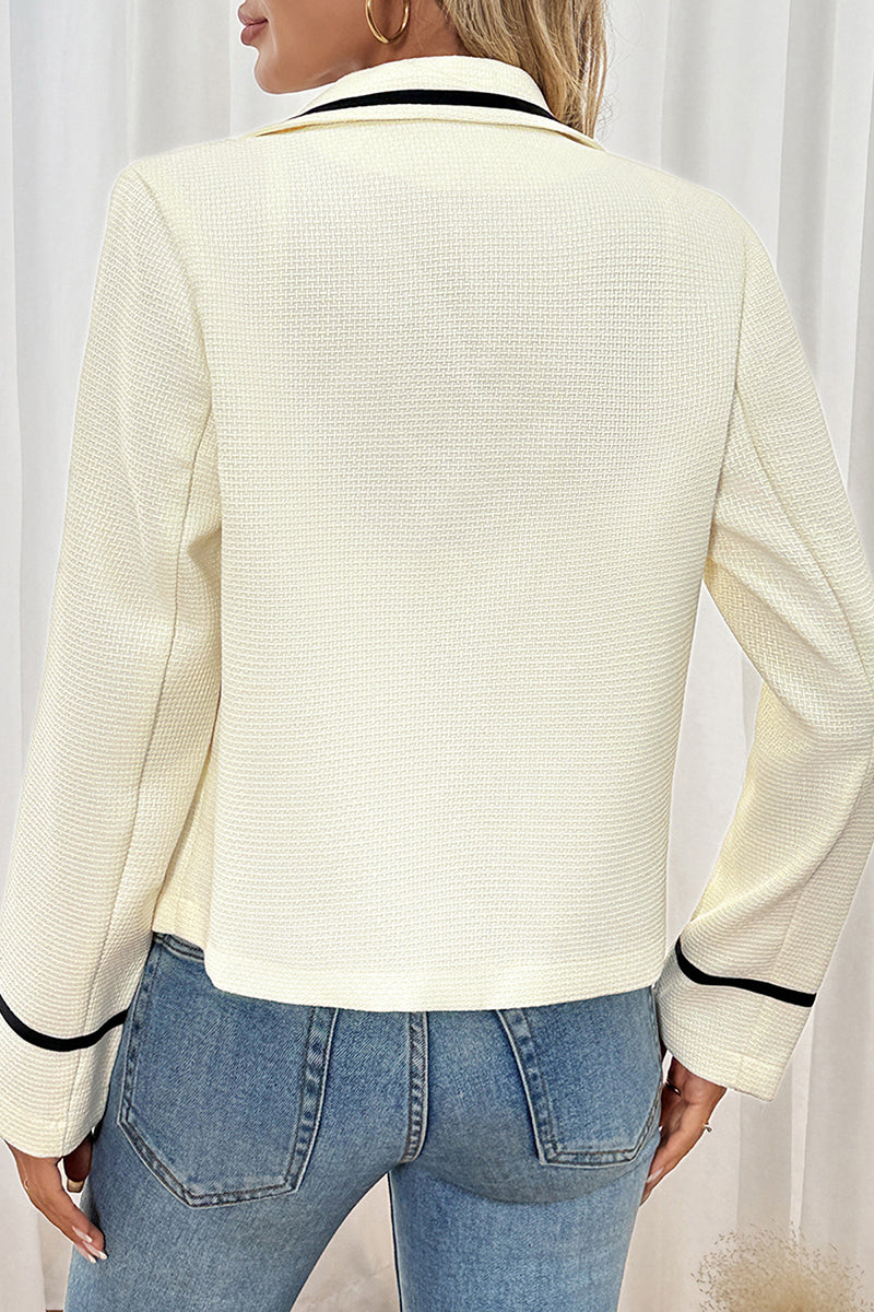 Contrast Trim Single-Breasted Blazer
