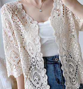 Floral Lace Open-Front Cardigan