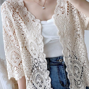 Floral Lace Open-Front Cardigan