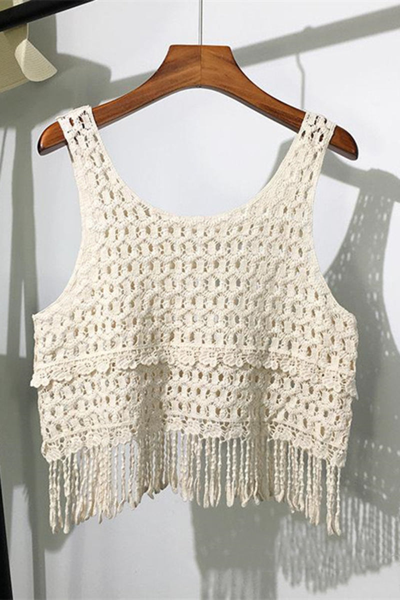 Sleeveless Crochet Design Tank Top