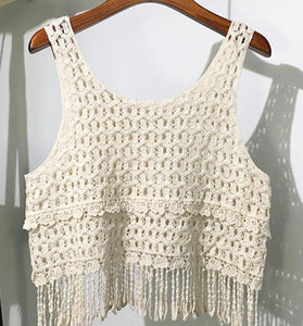 Sleeveless Crochet Design Tank Top