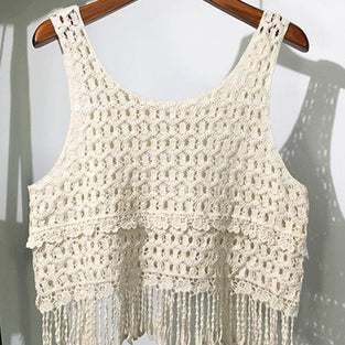 Sleeveless Crochet Design Tank Top