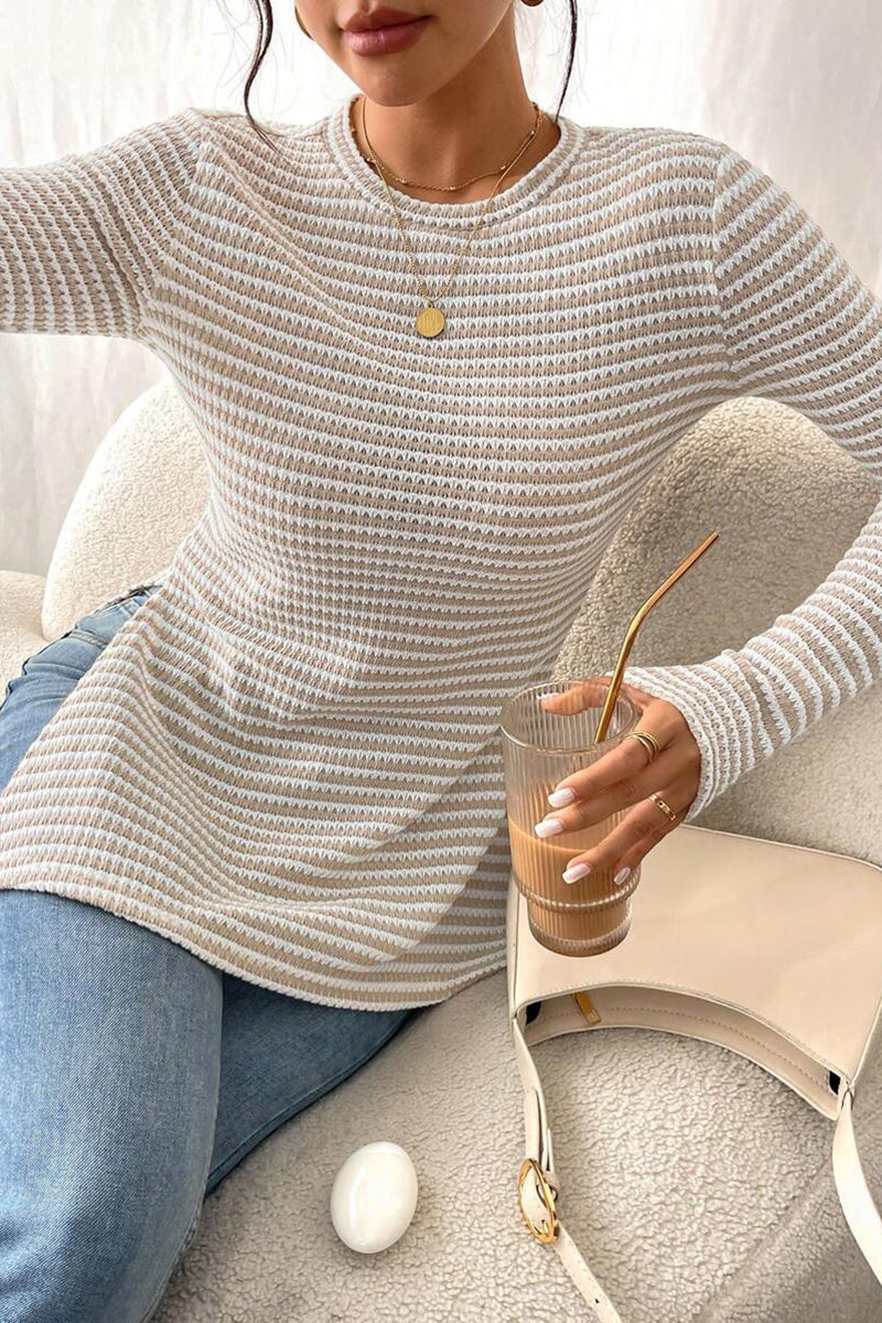 Striped Knit Long Sleeve Top