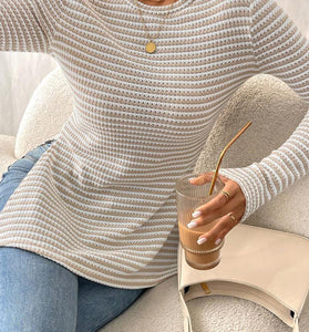Striped Knit Long Sleeve Top