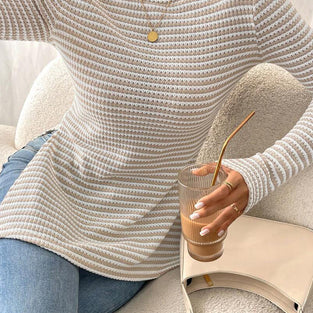 Striped Knit Long Sleeve Top