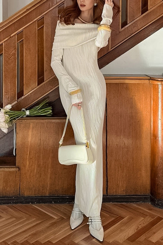Off-Shoulder Ribbed Casual Dress