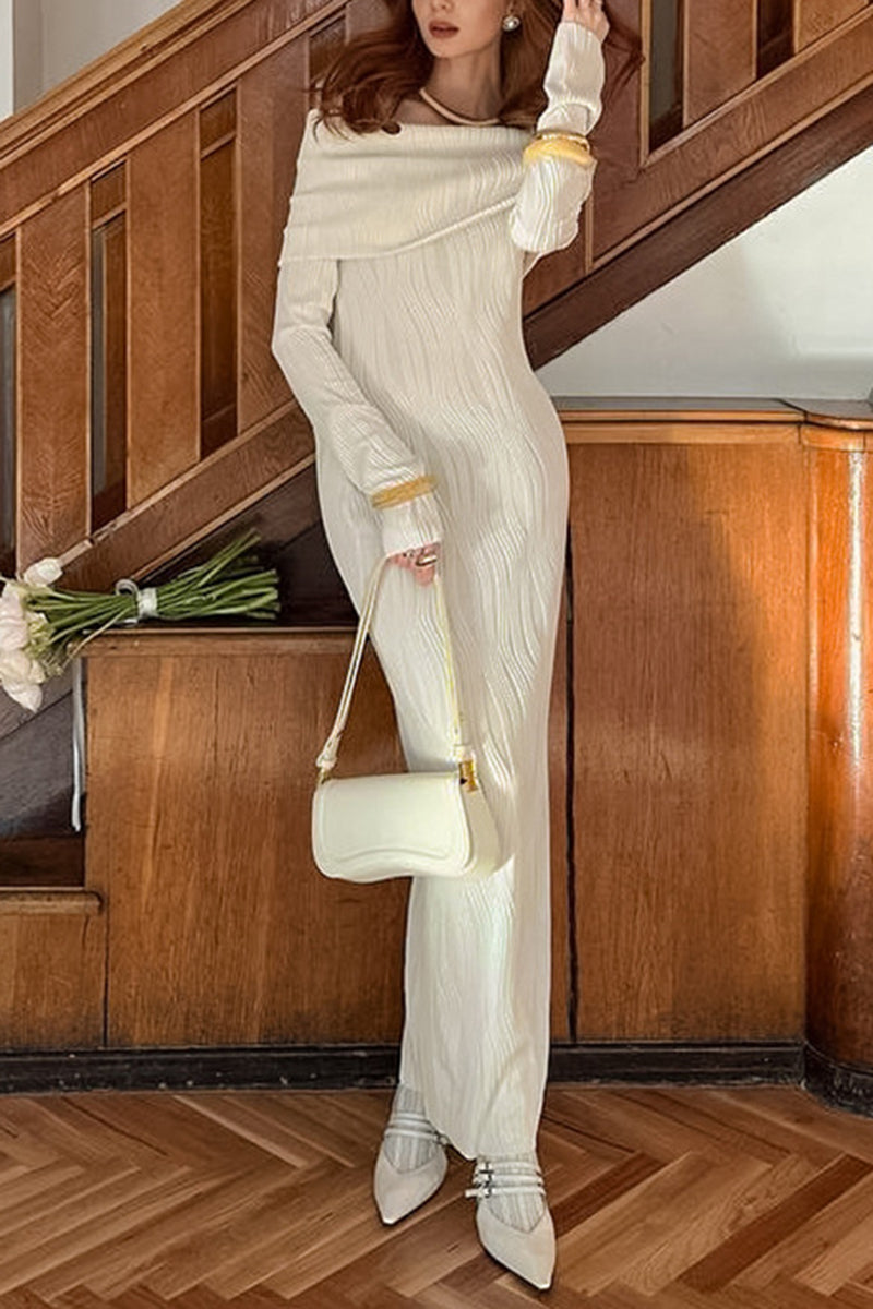 Off-Shoulder Ribbed Casual Dress