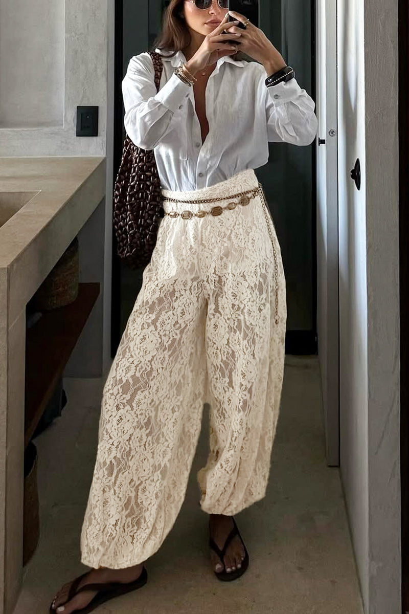 Elegant Lace Casual Pants