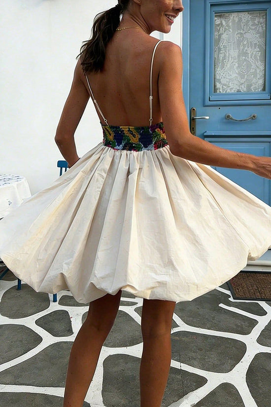 Print Strap Casual Bubble Dress