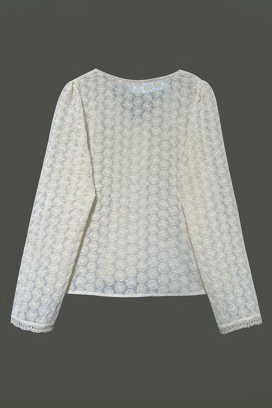 Elegant V-Neck Button-Up Blouse