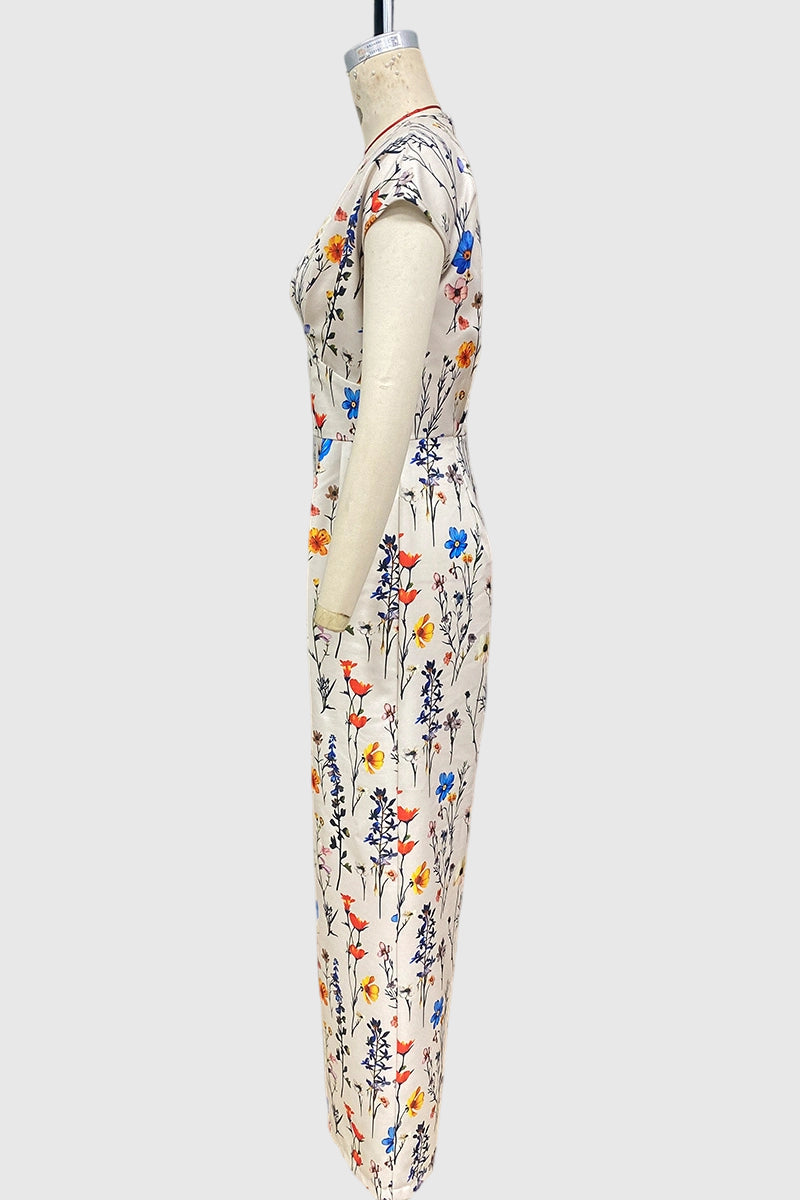 Floral V-Neck Sleeveless Jumpsuit