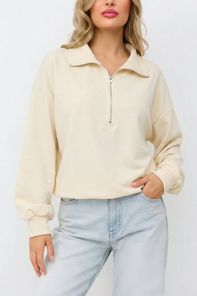 High Collar Zip-Up Sweatshirt