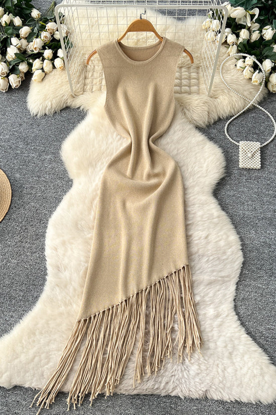 Sleeveless Fringe Bodycon Casual Dress