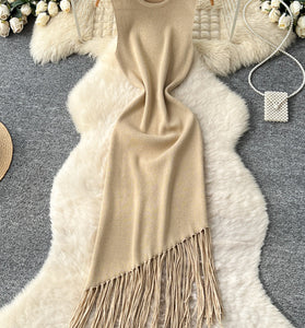 Sleeveless Fringe Bodycon Casual Dress