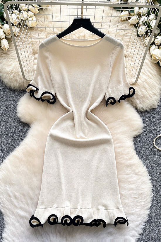 Elegant Ruffle Trim Casual Dress