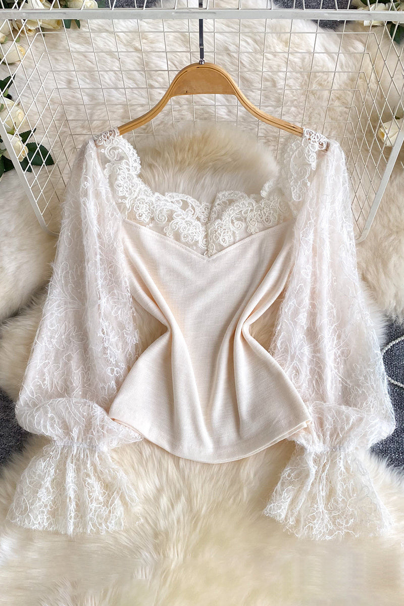 Elegant Lace Long Sleeve Blouse