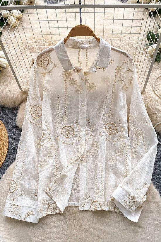 Floral Detail Long Sleeve Blouse