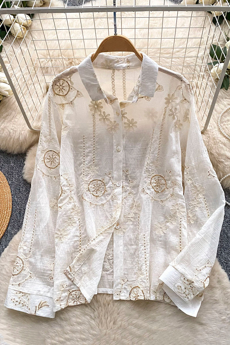 Floral Detail Long Sleeve Blouse