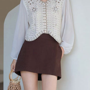 Vintage Sheer Sleeve Patchwork Blouse