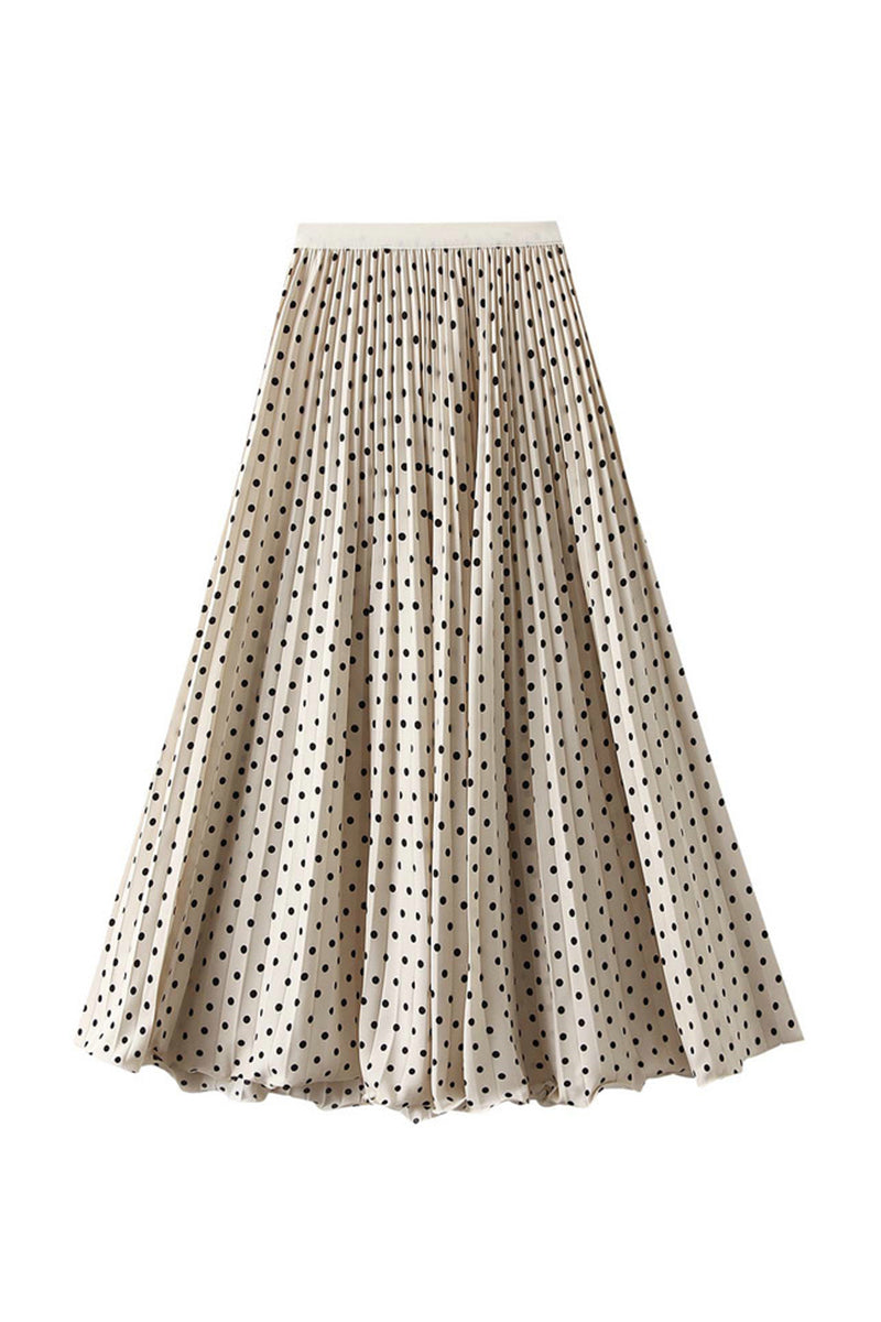 Polka Dot Pleated Midi Skirt