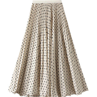 Polka Dot Pleated Midi Skirt