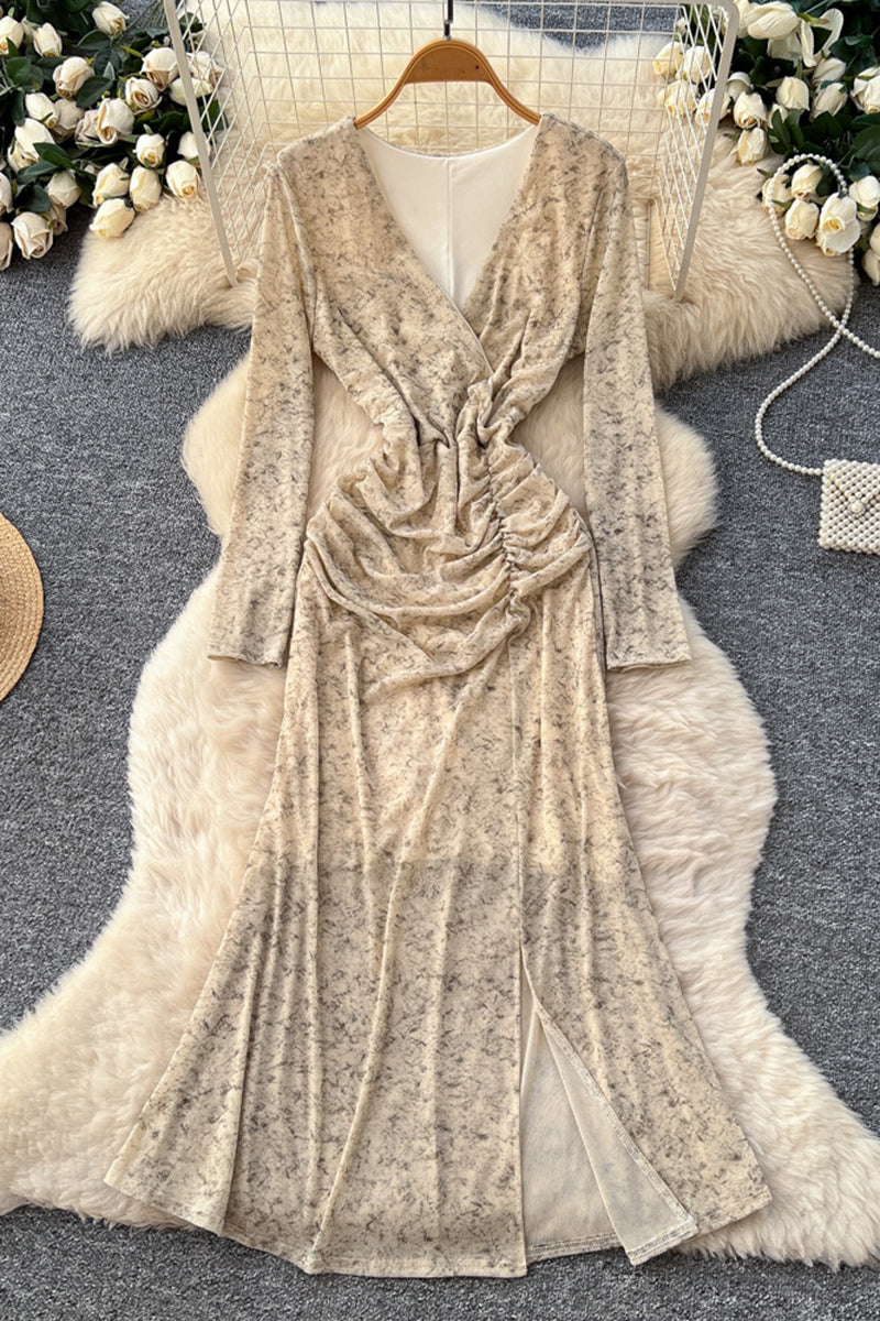 Elegant Ruched Long Sleeve Dress