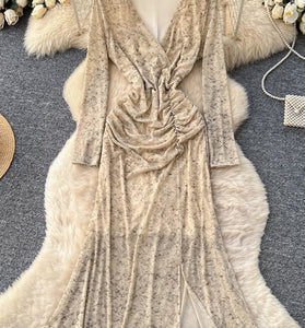 Elegant Ruched Long Sleeve Dress