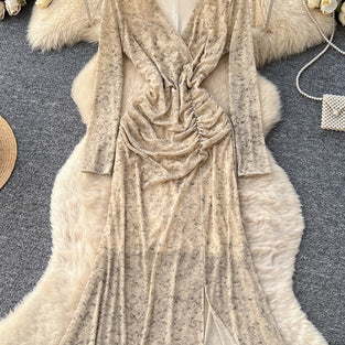 Elegant Ruched Long Sleeve Dress