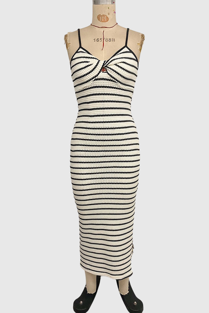Striped Sleeveless Midi Dress