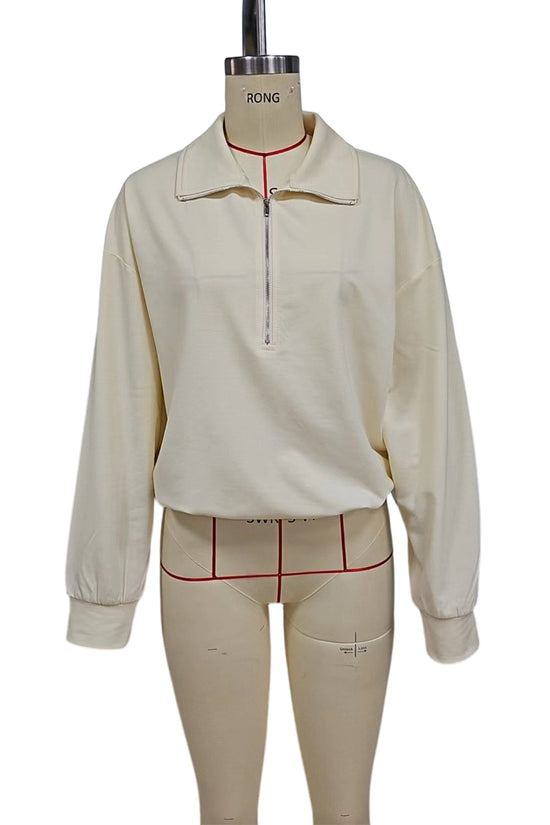 High Collar Zip-Up Sweatshirt