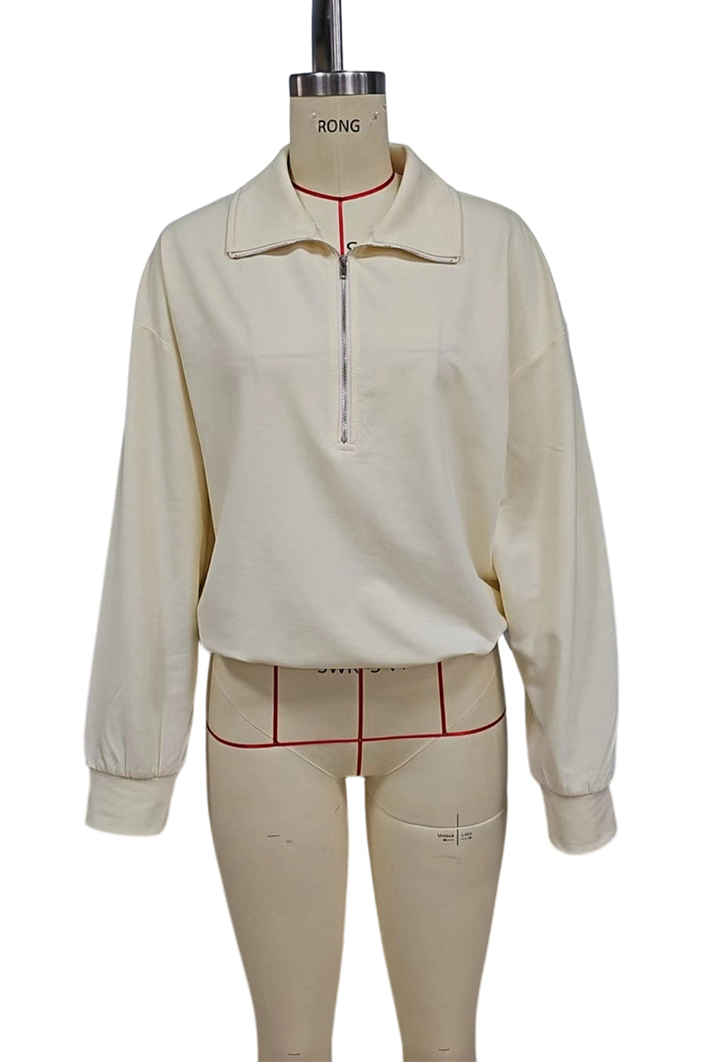 High Collar Zip-Up Sweatshirt
