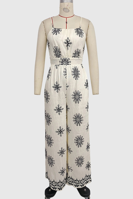 Patterned Sleeveless Bodycon Jumpsuit