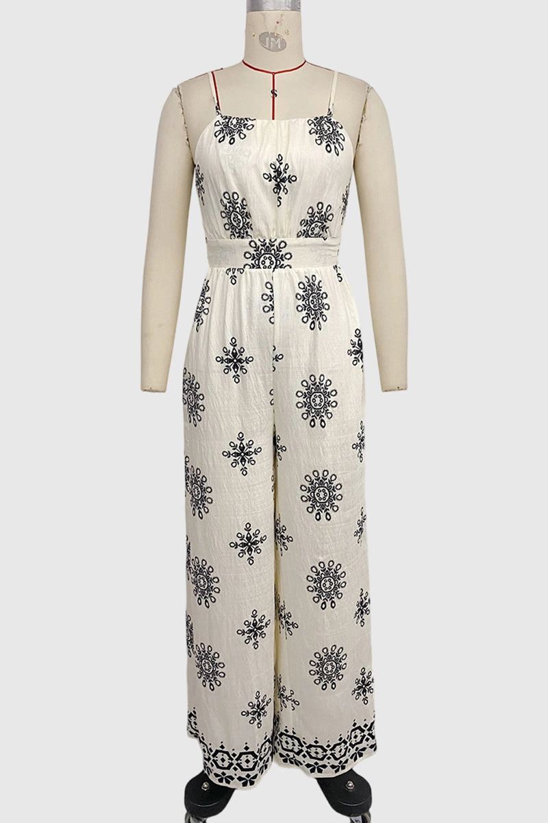 Patterned Sleeveless Bodycon Jumpsuit