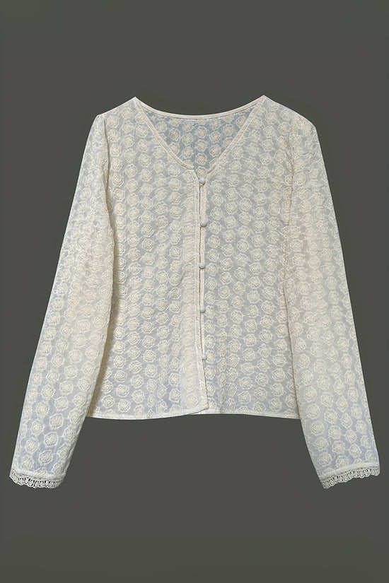 Elegant V-Neck Button-Up Blouse
