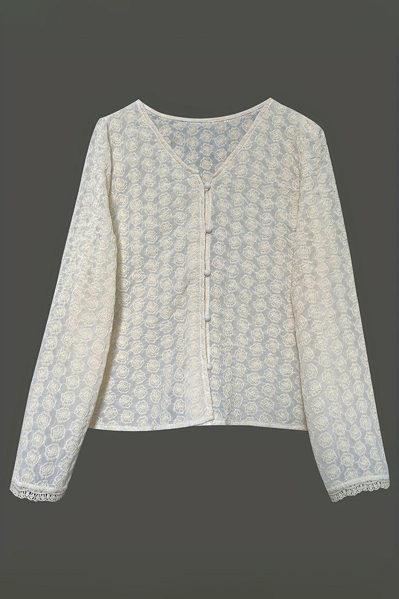 Elegant V-Neck Button-Up Blouse