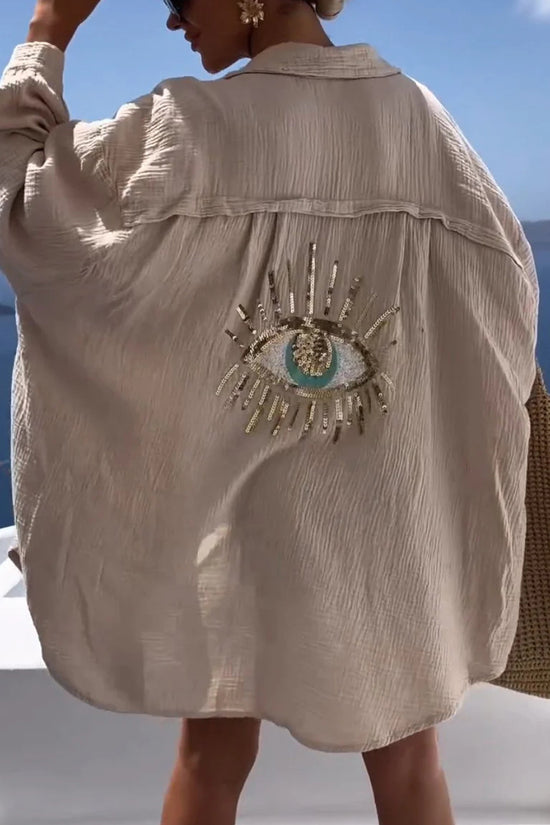 Eye Embellished Casual Blouse