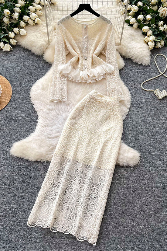 Peplum Long Sleeve Skirt Set