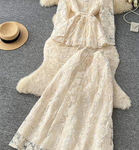 Elegant Lace Long Skirt Set