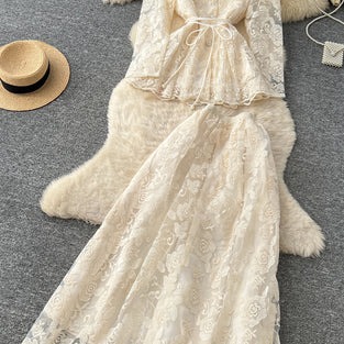 Elegant Lace Long Skirt Set