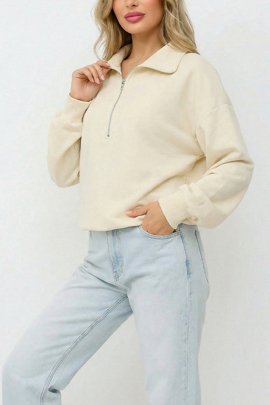 High Collar Zip-Up Sweatshirt