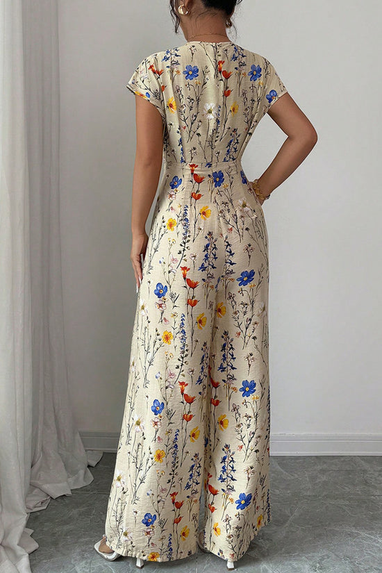 Floral V-Neck Sleeveless Jumpsuit