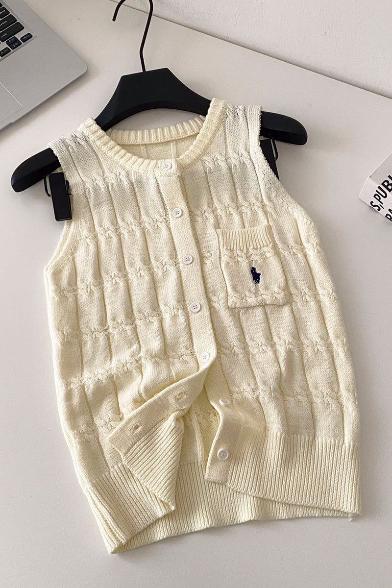 Classic Sleeveless Button-Up Sweater Vest